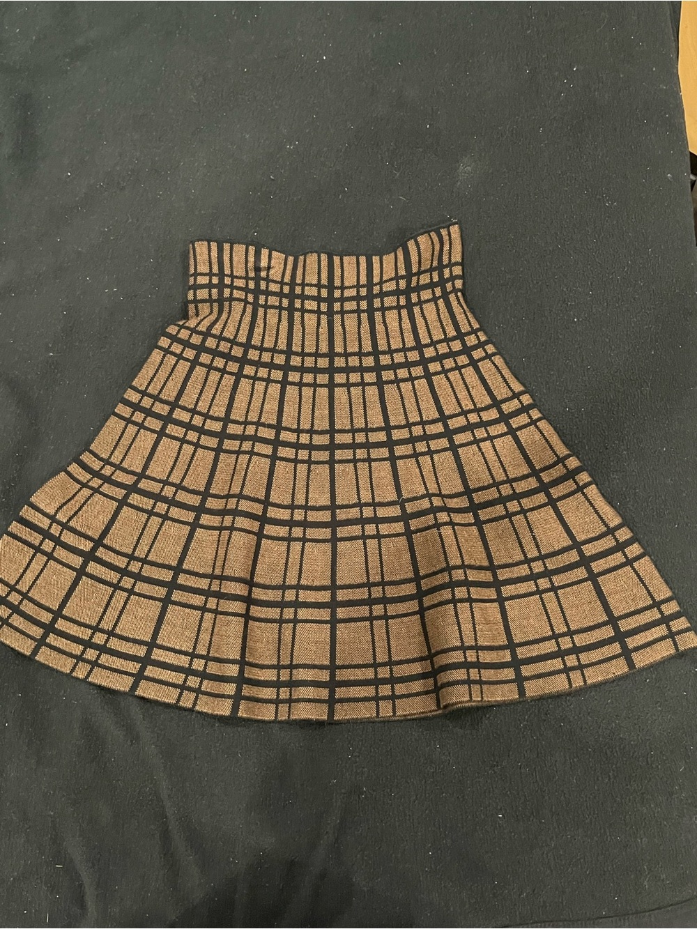 Max Studio Brown Plaid Circle Skirt